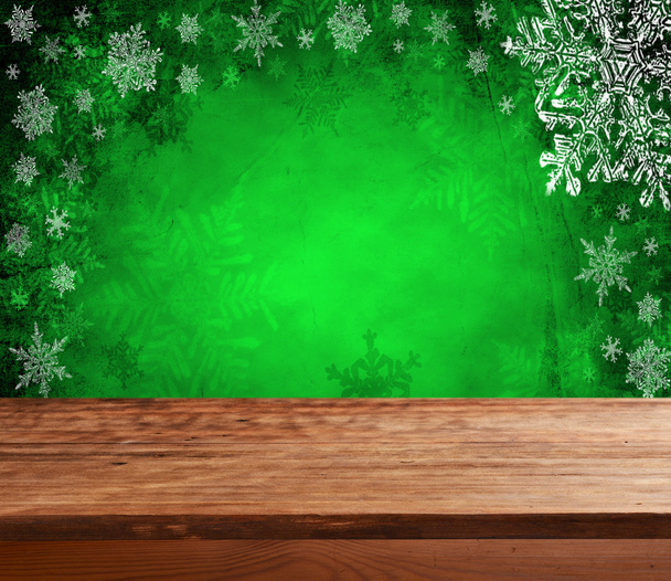 Lege tabel met groene kerst achtergrond - Foto, afbeelding