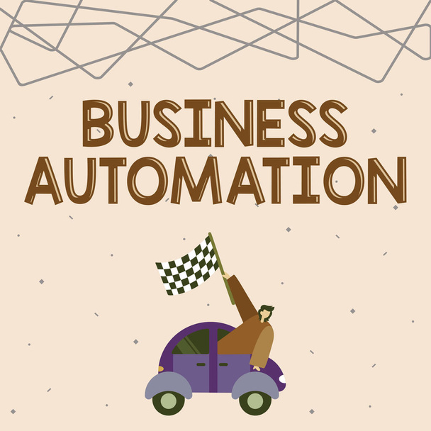 A Business Automation, Business idea for Digital Transformation (Üzleti automatizálás, Üzleti ötlet a digitális átalakuláshoz) című szöveges tábla az egyszerűség kedvéért - Fotó, kép
