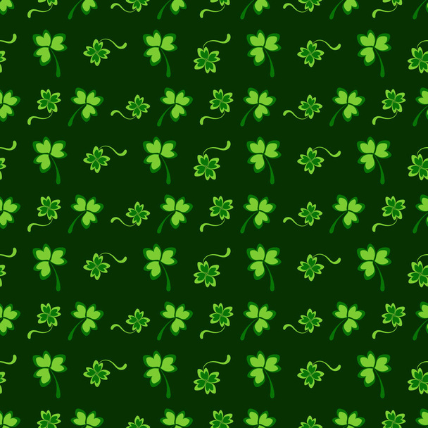 Patricks Day seamless pattern. Natural green background for St. Patrick's Day. Traditional green leaves clover shamrock print. For fabric, textiles, for wrapping paper. Happy Saint Patrick's Day. - Vecteur, image
