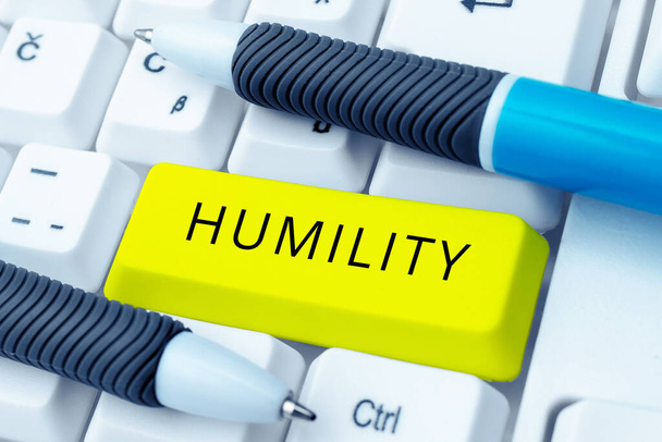 Leyenda conceptual Humildad, Concepto que significa ser humilde es una virtud para no sentirse demasiado superior - Foto, Imagen