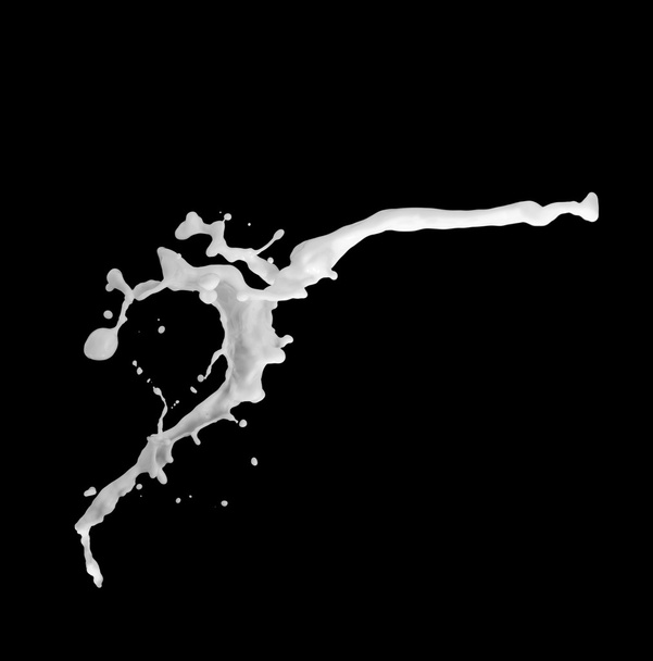 Milk splashes collection, isolated on black background - Foto, afbeelding