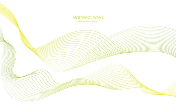 Abstract colorfull wave element for design. Digital frequency track equalizer. Stylized line art background.Vector illustration.Wave with lines created using blend tool.Curved wavy line,smooth stripe - Vector, imagen