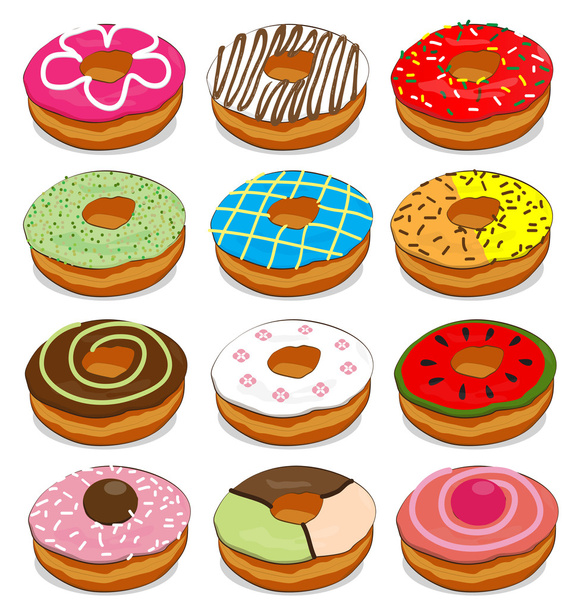 Donuts lindo conjunto de colección
 - Vector, Imagen