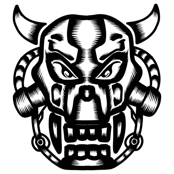 Skull Head Design Icon Template with horns perfect for icon, logo, sticker and banner - Vector, imagen