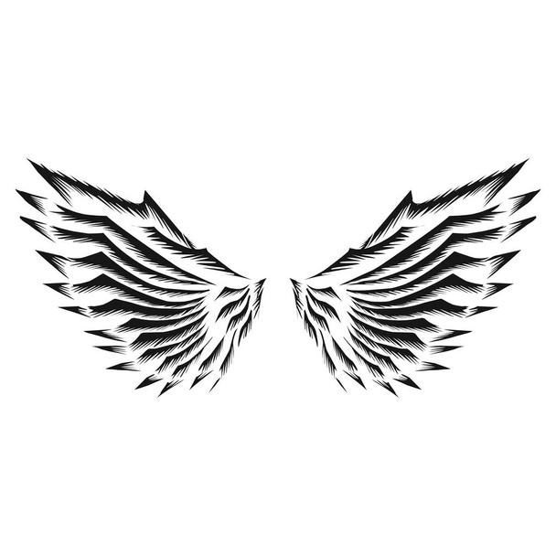 Design-Grafik der Flügel-Ikone. Perfekt für Tätowierungen, Banner, Aufkleber, Grußkarten - Vektor, Bild