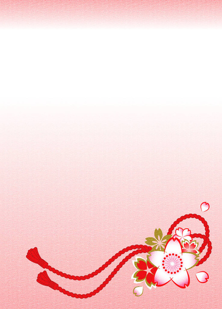 Kiraz çiçeği motifli Yuzen deseni, kopyalama alanı mevcut - Fotoğraf, Görsel