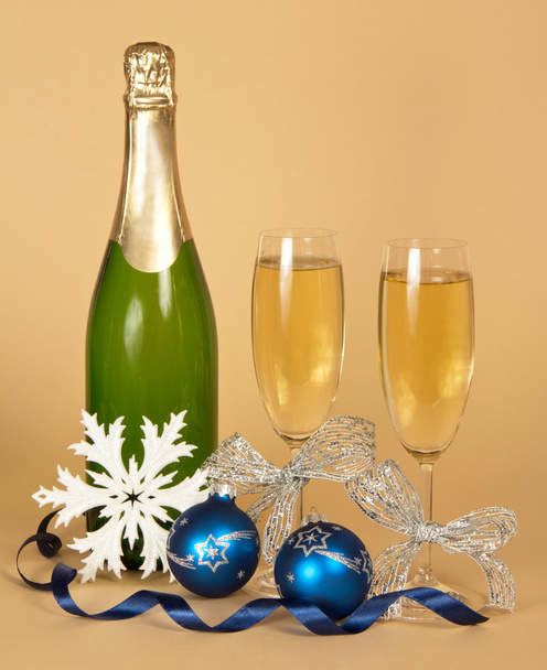 Champagne, and wine glasses - Photo, Image