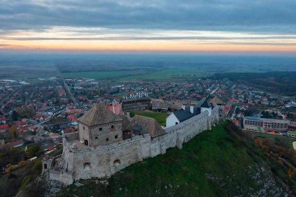 Aerial view about castle of Sumeg at dusk. - Photo, Image