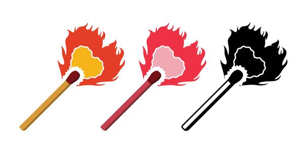 Match Stick szív alakú tűzvektor tervezés, Match Stick Doodle lehet használni a matrica, Merchandise vagy ruházati - Vektor, kép