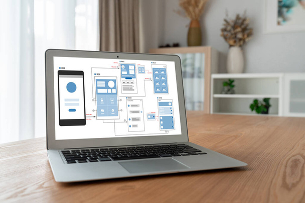 UX UI processo de design para aplicação móvel modish e site. Protótipo criativo de wireframe para desenvolvedor profissional de aplicativos . - Foto, Imagem