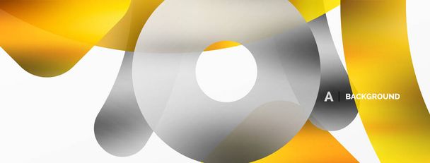 Kovové lesklé geometrické povrchy, kulaté tvary a kruhy. Digitální web futuristická šablona pro tapety, banner, pozadí, karta, kniha Ilustrace, vstupní stránka - Vektor, obrázek