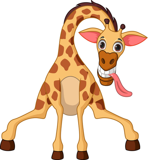 Vektor-Illustration der Cartoon-Giraffe auf weißem Hintergrund - Vektor, Bild