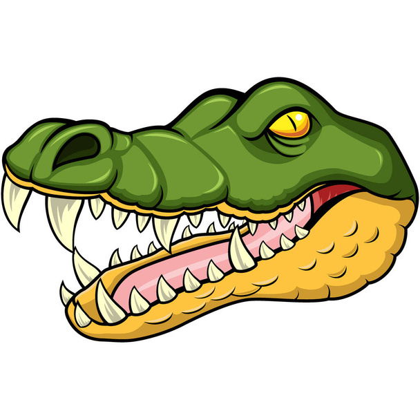 Wektor Ilustracja kreskówki zły krokodyl głowa maskotka - Wektor, obraz