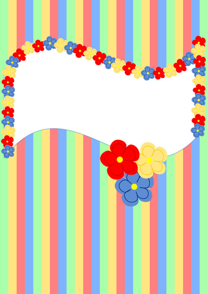 Rayures colorées et espace de copie bordé de fleurs
 - Vecteur, image
