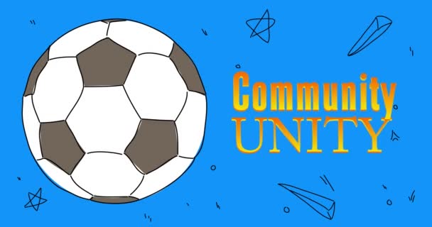 Fußball mit Community Unity Text. Abstrakte Dance Line Cartoon Animation. Videoauflösung 4k HD Format. - Filmmaterial, Video