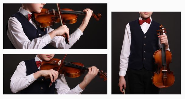 Viool muziek instrument violist. Klassieke speler handen. Details van het spelen van de viool - Foto, afbeelding