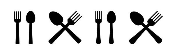 wektor ikony łyżki i widelca dla aplikacji webowych i mobilnych. łyżka, widelec i wektor ikony noża. znak i symbol restauracji - Wektor, obraz