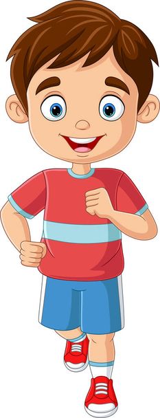 Vektor-Illustration von Cartoon glücklicher kleiner Junge läuft - Vektor, Bild