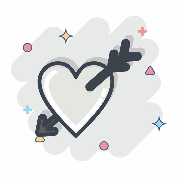Icon Heart with Arrow. související se symbolem Valentýna. Komiksový styl. jednoduchý design upravitelný. jednoduchá ilustrace - Vektor, obrázek