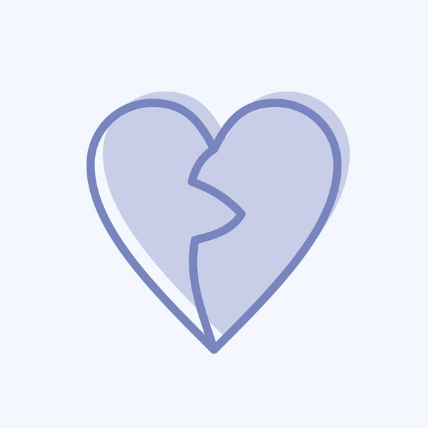 Icon Broken Heart пов'язаний з символом дня святого Валентина. Два тони. Простий дизайн редагований. Проста ілюстрація - Вектор, зображення