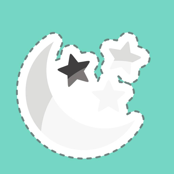 Sticker lijn doorgesneden Moon and Stars. gerelateerd aan Sterren symbool. eenvoudig ontwerp bewerkbaar. eenvoudige illustratie. eenvoudige vectorpictogrammen - Vector, afbeelding