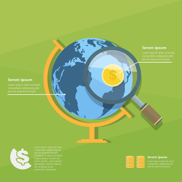 Geld-Globus-Infografik - Vektor, Bild