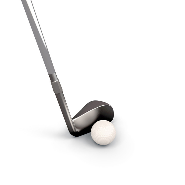 Golf club and golf ball on white - 写真・画像