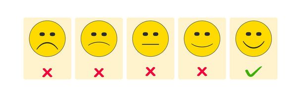 Smiley face selected online evaluation screen.voting evaluation choosing idea concept. - Vector, Image