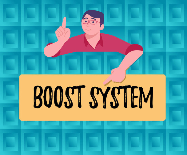 Ruční psaní znamení Boost System, Obchodní nápad omladit upgrade Posilovat být zdravější holistický přístup - Fotografie, Obrázek