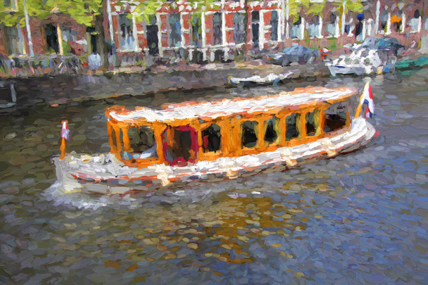 アートワーク スタイルの絵画で、オランダでアムステルダム シティ - 写真・画像