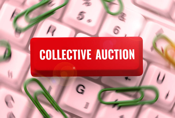 Концептуальная подпись Collective Auction, Business approach Gathering and measuring information on variables of interest - Фото, изображение