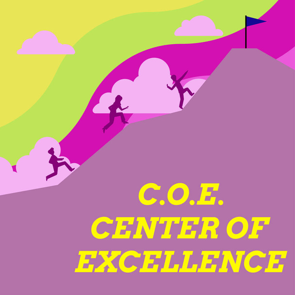 Textzeichen mit C.O.E. Center Of Excellence, Business Überblick als Alpha-Führer in Ihrer Position Erreichen - Foto, Bild