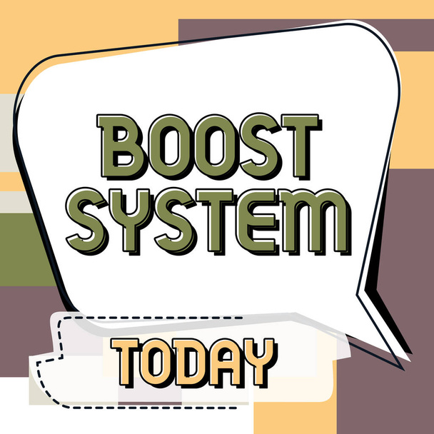 Tekst weergeven Boost System, Business showcase Verjongen Upgrade Versterken Be Healthier Holistische aanpak - Foto, afbeelding