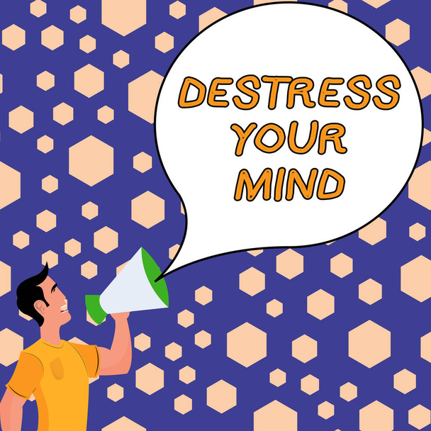 Texto presentando Destress Your Mind, concepto de negocio para liberar la tensión mental, disminuir el estrés - Foto, imagen