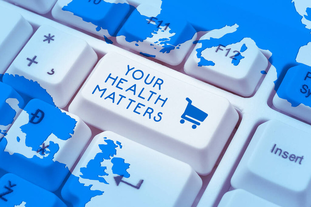 Handschriftlicher Text Your Health Matters, Word for good health ist unter anderem am wichtigsten - Foto, Bild