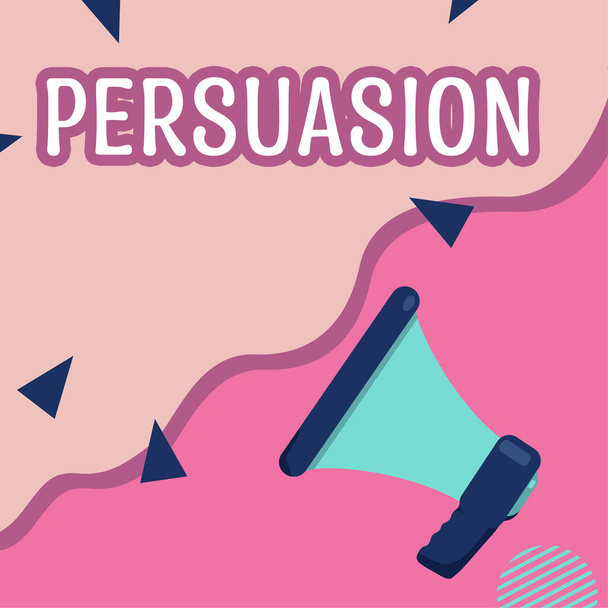 Conceptueel bijschrift Persuasion, Business toont de actie of het feit van het overtuigen van iemand of van te worden overgehaald om te doen - Foto, afbeelding