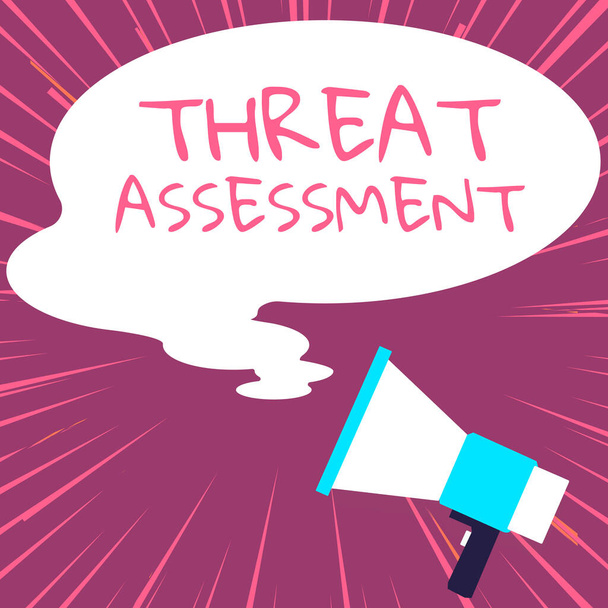 Hand writing sign Threat Assessment, Business showcase determining the seriousness of a potential threat - Photo, image