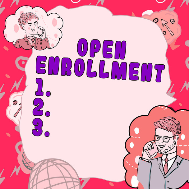 Handwriting text Open Enrollment, Business showcase The yearly period when people can enroll an insurance - Fotó, kép