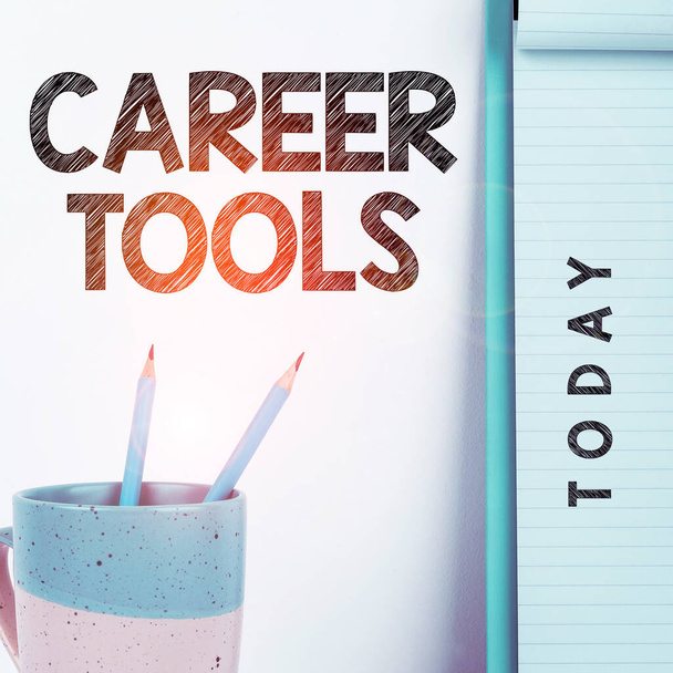 Inspiration showing sign Career Tools, Concept meaning the system designed to assist and enhance your career - Photo, Image