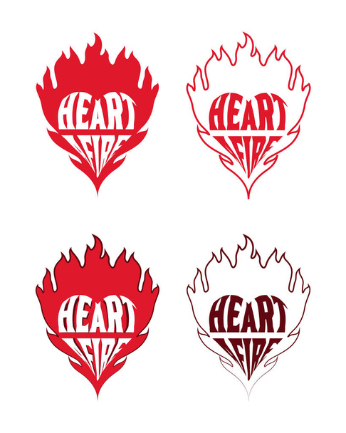 Szív tűz tipográfia Lángoló szív vektor tervezés matrica, tetoválás & Merchandise igényeinek - Vektor, kép