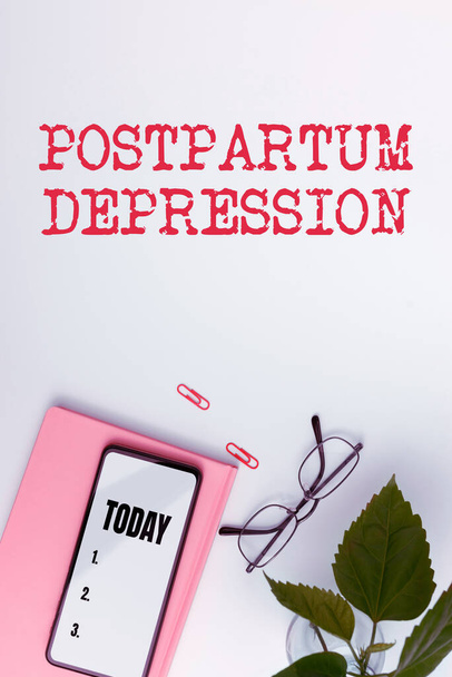 Inspiration showing sign Postpartum Depression, Internet Concept a mood disorder involving intense depression after giving birth - Photo, Image