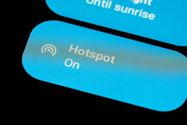Activated control button of a smartphone hotspot to provide a WiFi connection for other devices - Foto, Imagem