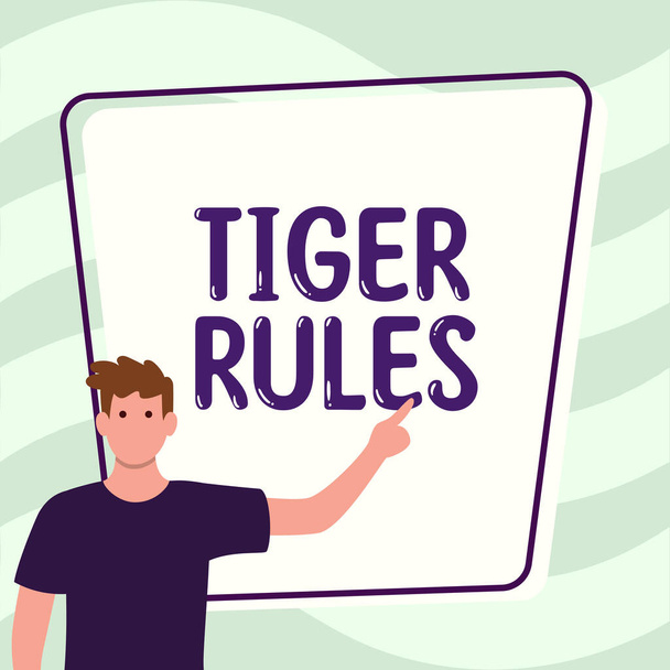 Текстовий підпис, що представляє правила тигра, бізнес-концепція сила волі та особиста сила Опір імперському правлінню
 - Фото, зображення