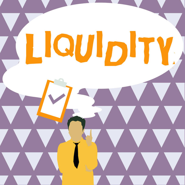 Bildunterschrift: Liquidität, Wort für Bargeld und Bankguthaben - Foto, Bild