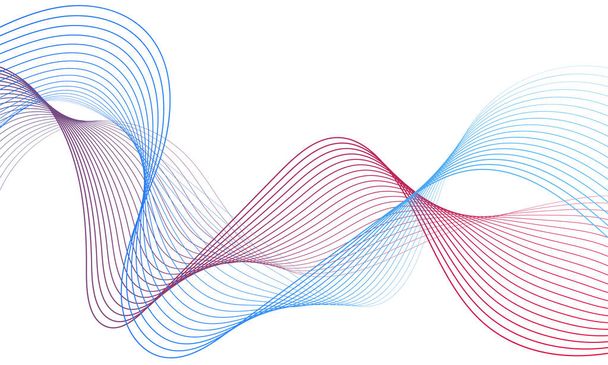 Abstract colorful wave element for design. Digital frequency track equalizer. Stylized line art background.Vector illustration.Wave with lines created using blend tool.Curved wavy line,smooth stripe - Vecteur, image