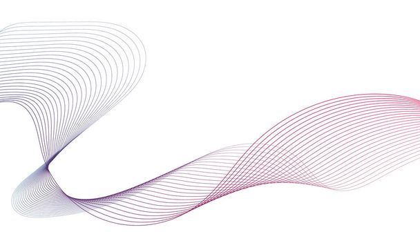 Abstract colorful wave element for design. Digital frequency track equalizer. Stylized line art background.Vector illustration.Wave with lines created using blend tool.Curved wavy line,smooth stripe - Vector, Imagen