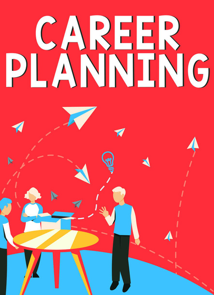 Text caption presenting Career Planning, Concept meaning A list of goals and the actions you can take to achieve them - Foto, afbeelding