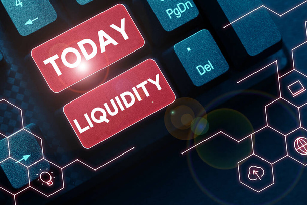 Conceptual caption Liquidity, Concept meaning Cash and Bank Balances Market Liquidity Deferred Stock - Foto, Imagen