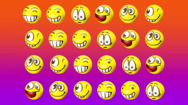 Μια συλλογή από μαλακή μπάλα με φατσούλες emoji στροφή  - Πλάνα, βίντεο
