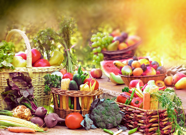 Fresh organic fruits and vegetables - Photo, Image